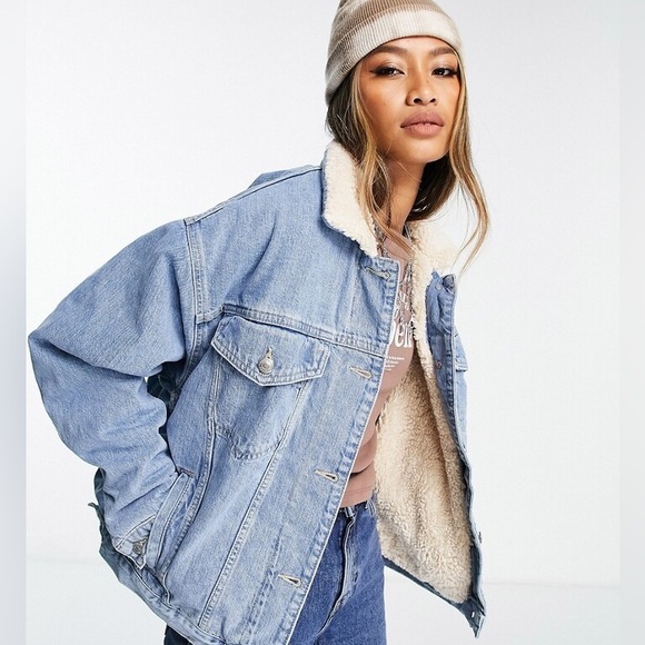 Topshop Sherpa denim jacket - Picture 3 of 3